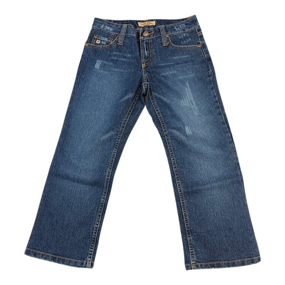 Paris Blues Denim - Paris Blues Distressed Bootcut Jeans Capris Blue Wash Denim Size 28‎ Vintage